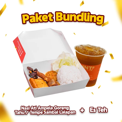 # Nasi Ati + Tahu/Tempe + Sambal + Lalapan + Es Teh