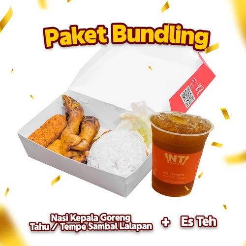 Nasi Kepala + Tahu/Tempe + Sambal + Lalapan + Es Teh